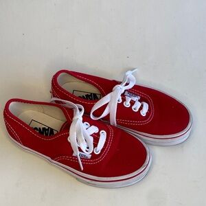 Vans kids authentic low-top red sneakers unisex boys or girls size 11.